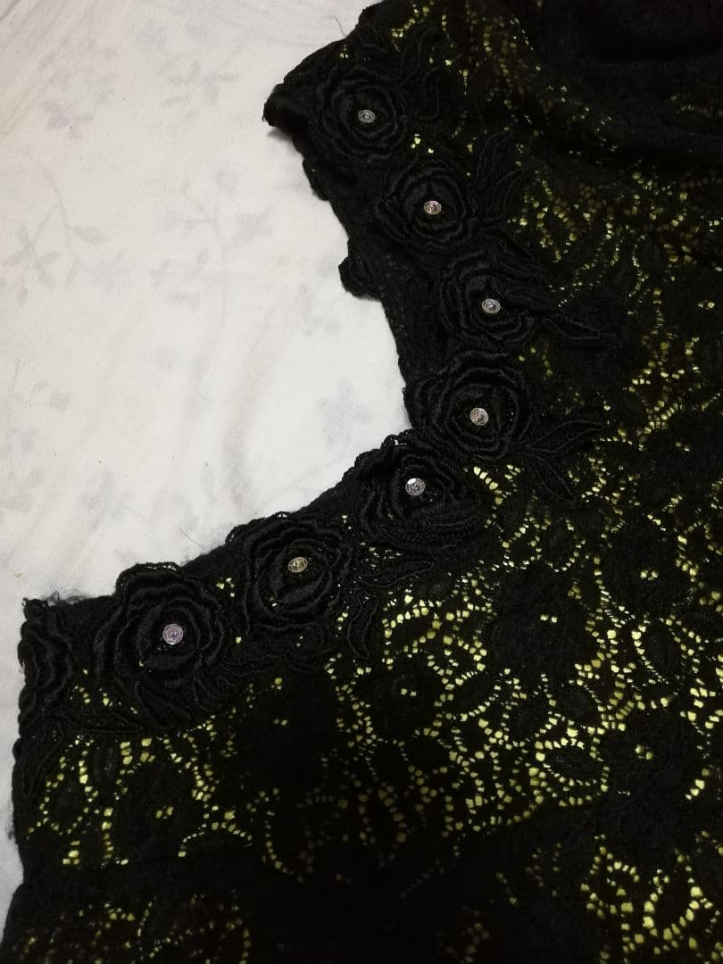 最終お値下げ　社交ダンス用　カラオケ用に　黒と黄色のロングドレス