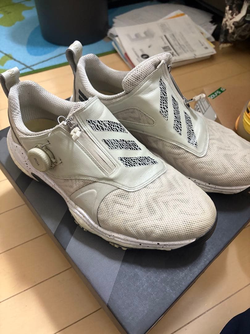 adidas ゴルフシューズ ホワイト ジッパー付き