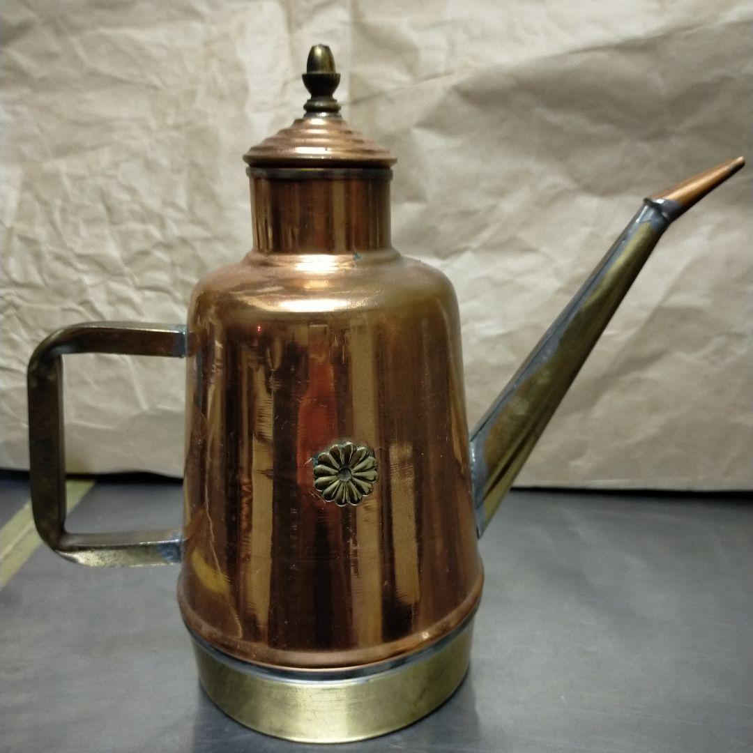 ヴィンテージ 銅製オイル缶　イタリア 大、小セット　オリーブオイル入れ