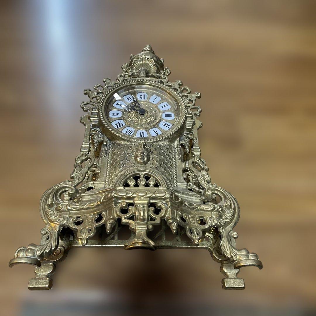 ヴィンテージ風金色置時計　イタリア製　アンティーク