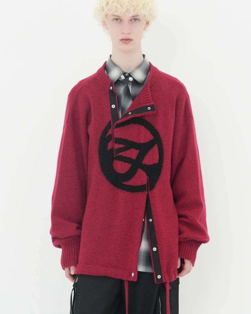 トップス tamme 25aw DOUBLE FRONT KNIT PO PINK