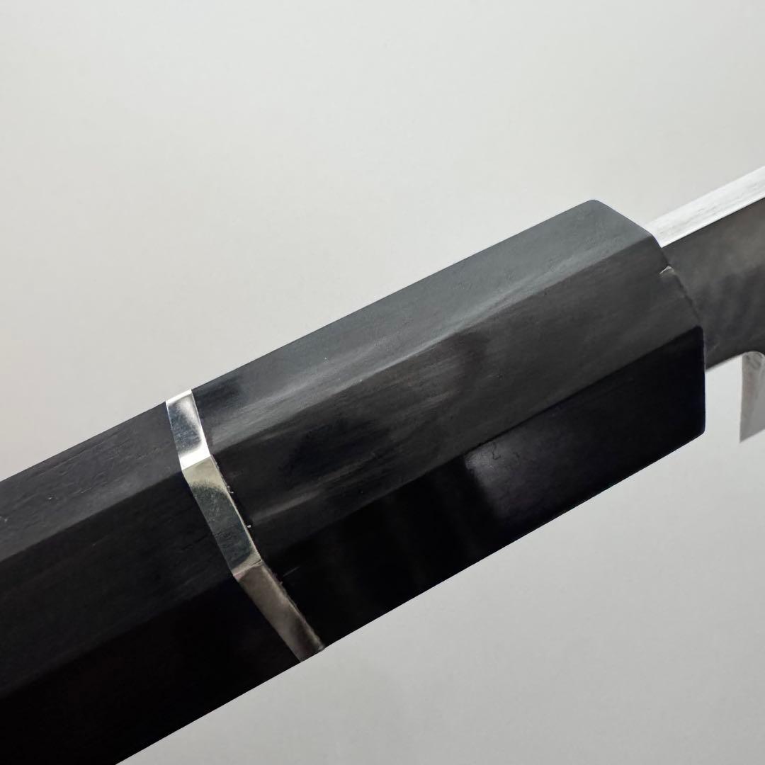 270mm 切付柳刃包丁 全鋼 鏡面 黒檀・黒水牛角八角柄