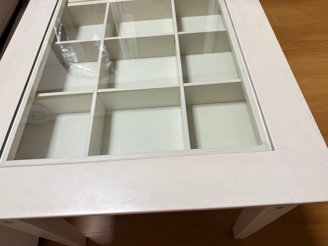 値下げ‼【美品】ガラステーブル　アイボリー　アクセサリー収納
