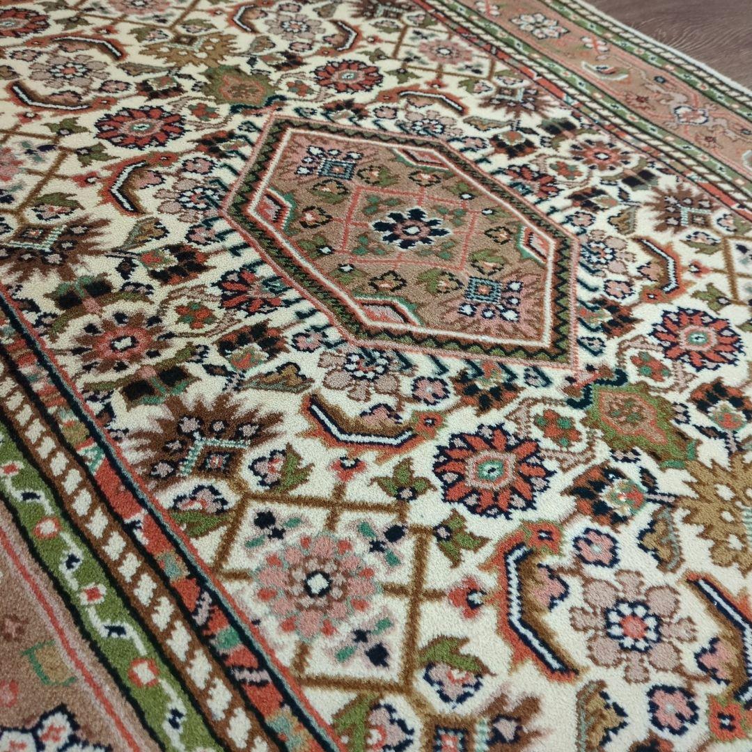 ヴィンテージラグ　インド　手織り絨毯　ハンドメイド　ウール　コットン