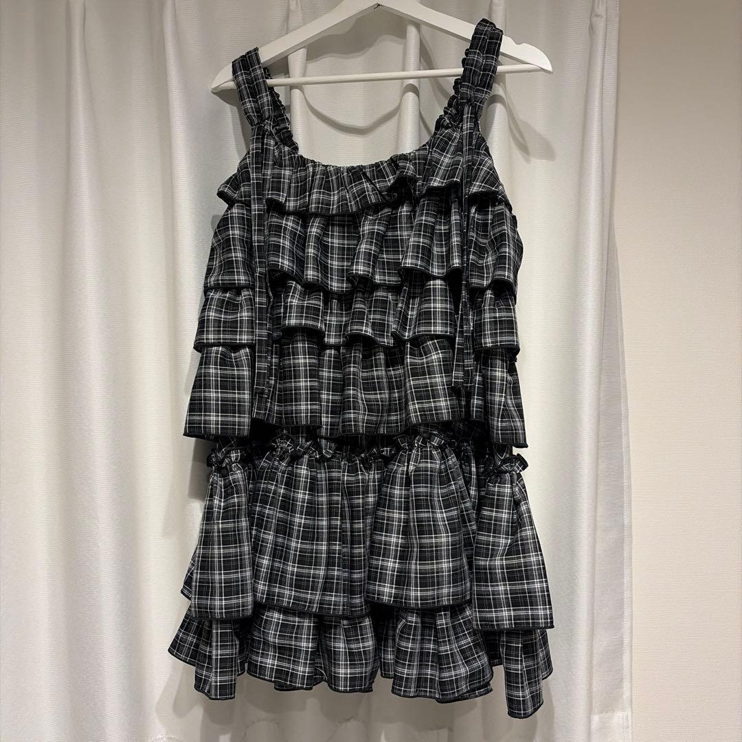 チェックホイップクリームミニワンピース