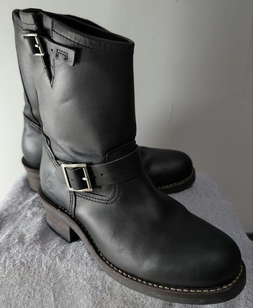 ALPHA INDUSTRIES エンジニアブーツ レザー 黒 27.5