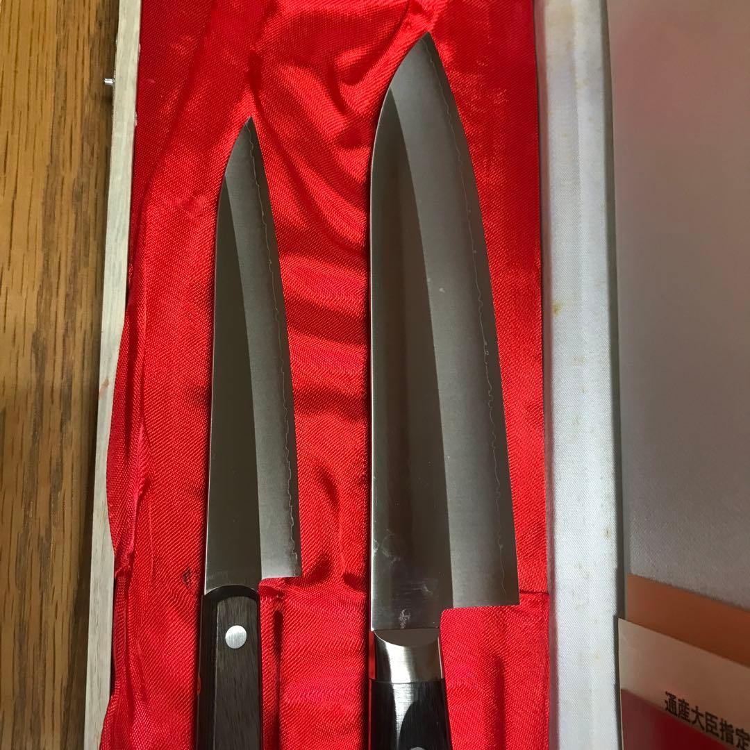 越前打刃物　包丁2本セット ステンレス製 2本 木製ケース入り　福井県