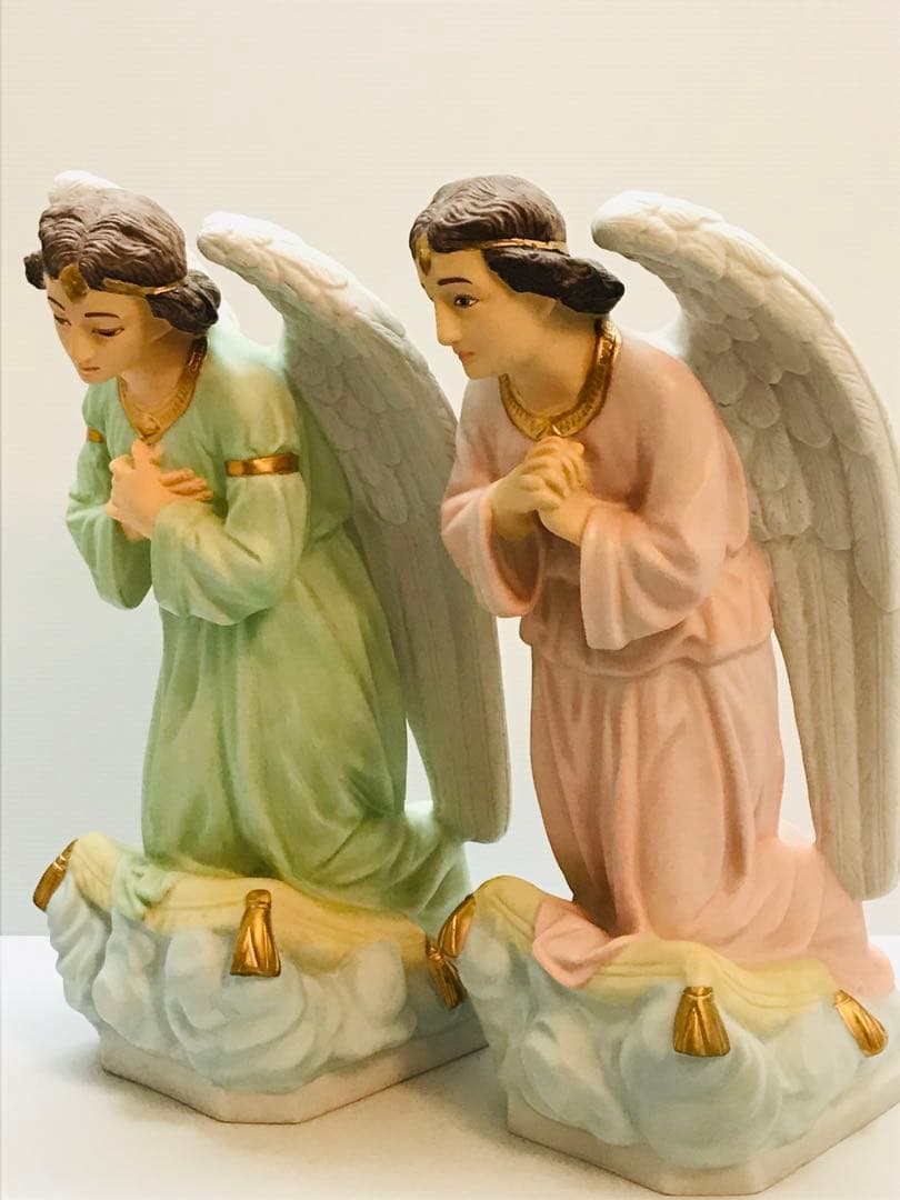 【高級イタリア聖像】✞祈りを捧げる天使セット 家庭祭壇用　宗教彫刻