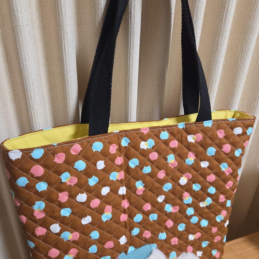 ●いちご●チェック柄●親子もふもふシマエナガ　トートバッグ