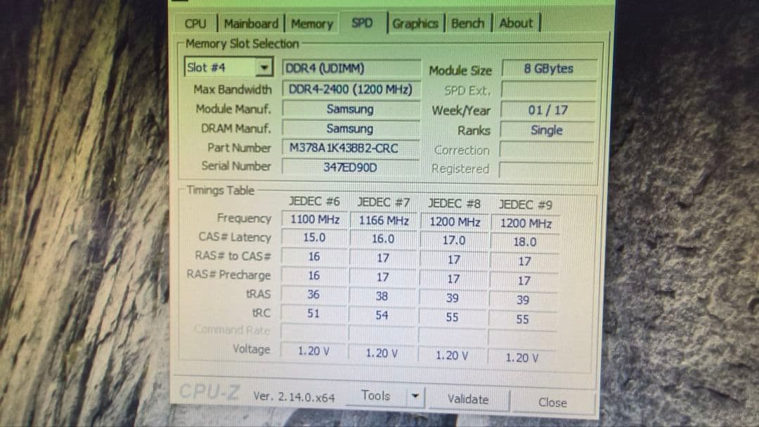 DDR4 8GBx4枚 32GB pc4-2400 動作確認済み ⑥