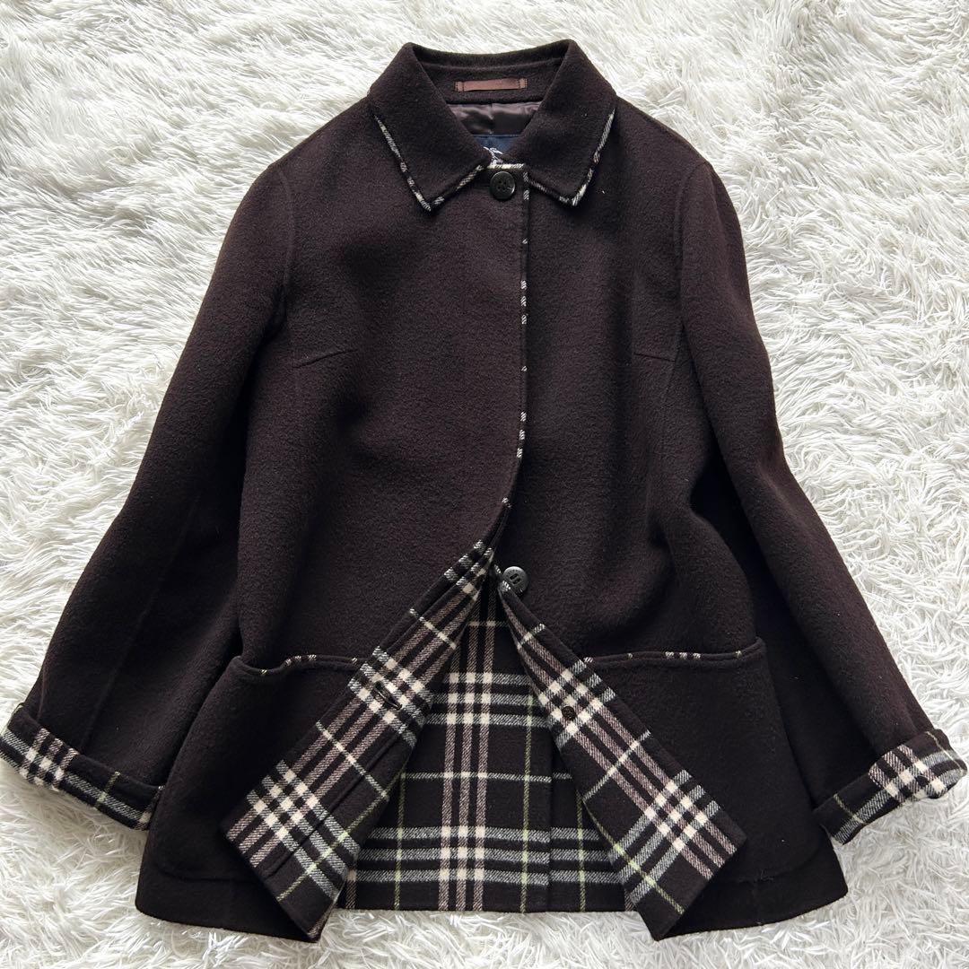 【極美品】バーバリーロンドン　ダブルフェイス　カシミヤ混　ピーコート　ブラウン系
