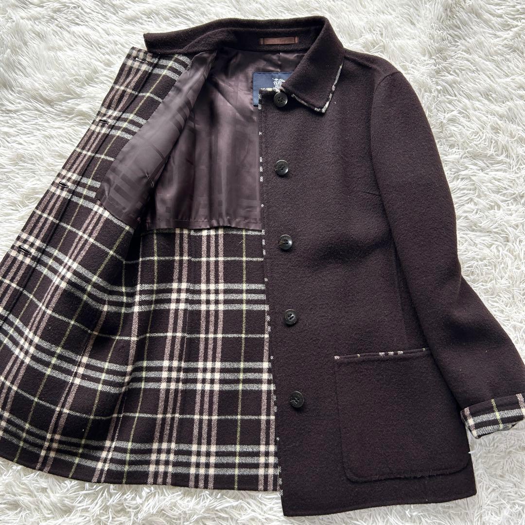【極美品】バーバリーロンドン　ダブルフェイス　カシミヤ混　ピーコート　ブラウン系