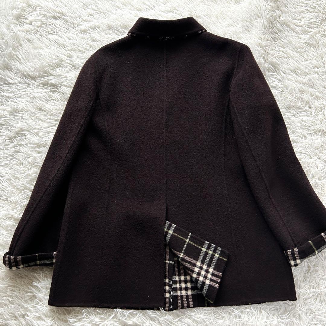 【極美品】バーバリーロンドン　ダブルフェイス　カシミヤ混　ピーコート　ブラウン系