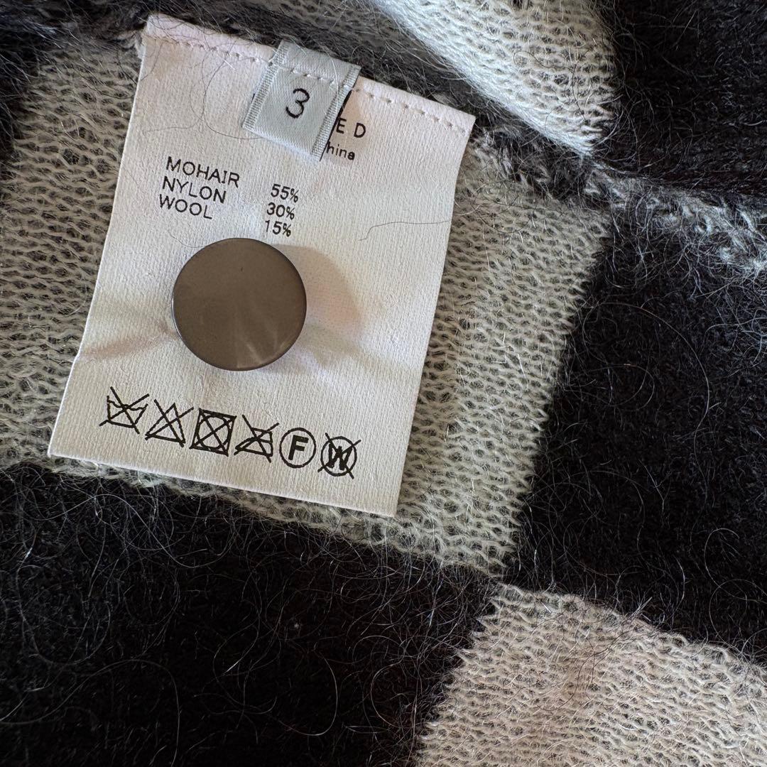 UNUSED モヘアニット　カーディガン ブロックチェック　アンユーズド