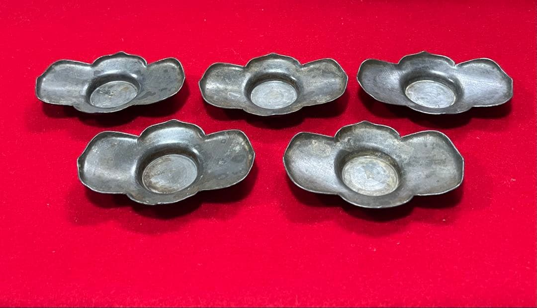 中国美術 古錫 細密彫刻 前門外楳市街永明成 托子セット　茶道具