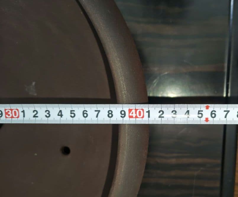陶器製 盆栽鉢　浅型鉢 直径約41cm×11.5cm 落款　陶陽　松本武