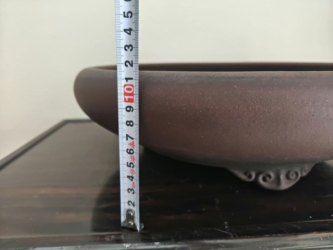 陶器製 盆栽鉢　浅型鉢 直径約41cm×11.5cm 落款　陶陽　松本武