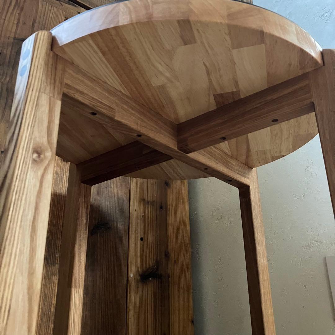 リノリウム×タモ　サイドテーブル　カフェテーブル　ハンドメイド