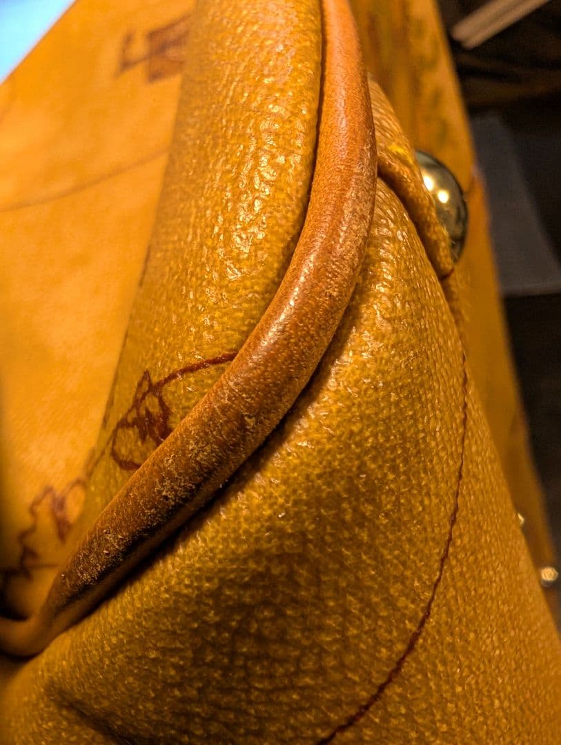 【美品】 プリマクラッセ ボストンバッグ 大容量 総柄 PVC レザー