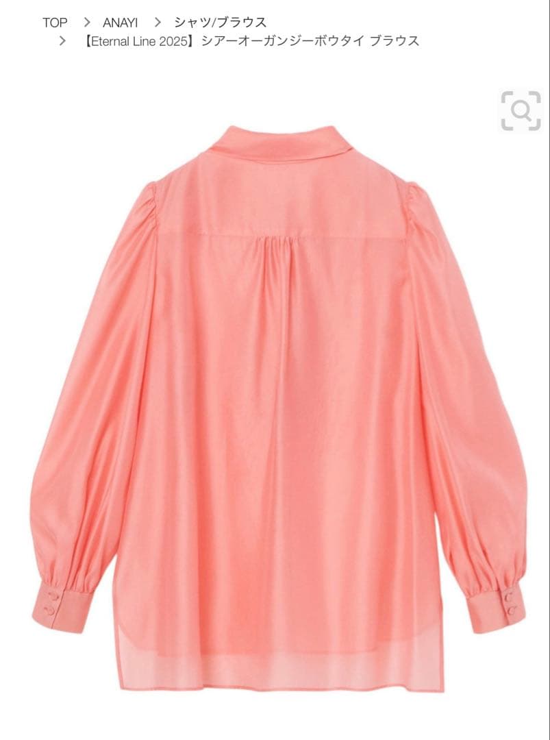 アナイ　シアーオーガンジーボウタイブラウス　2025 38 定価29700
