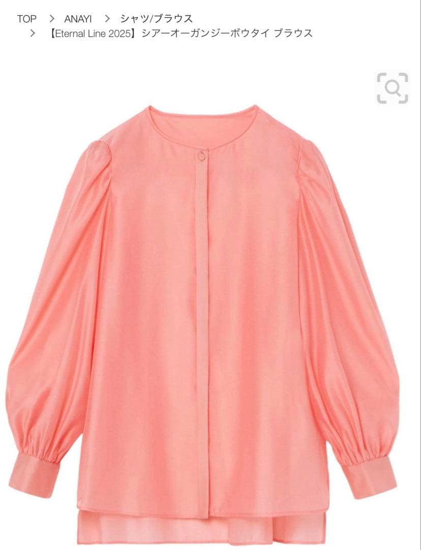 アナイ　シアーオーガンジーボウタイブラウス　2025 38 定価29700