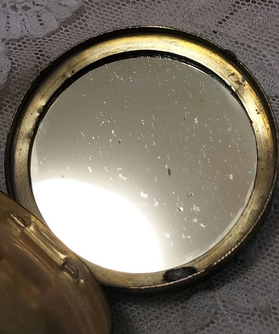 ITALY製 マイクロモザイク コンパクトミラー 小物入れに 薔薇 アンティーク