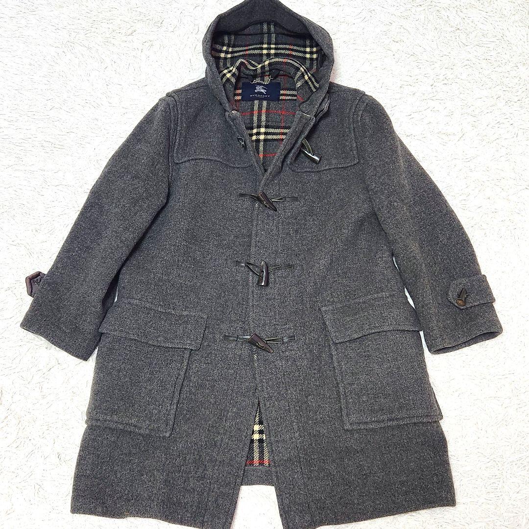 ✨英国製✨バーバリーロンドン❣️ダッフルコート　L位　グレー　バーバリーチェック