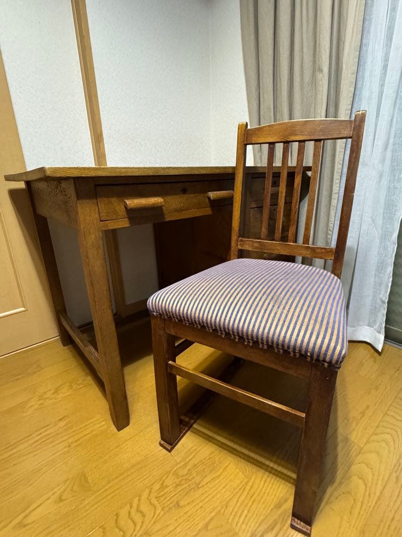 お値下げ⭐️昭和レトロ　木製ストライプ柄椅子 1脚