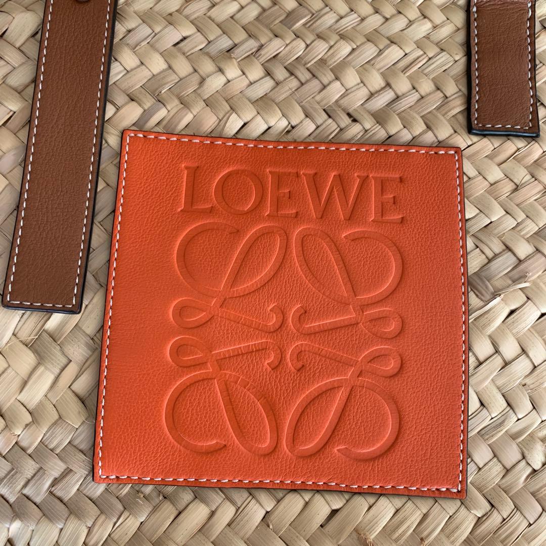 LOEWE かごバッグ ナチュラル オレンジ ラージ