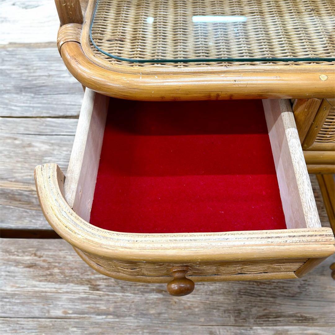 【かげぼこ】レトロ　ヴィンテージ　ラタンの化粧台　ドレッサー