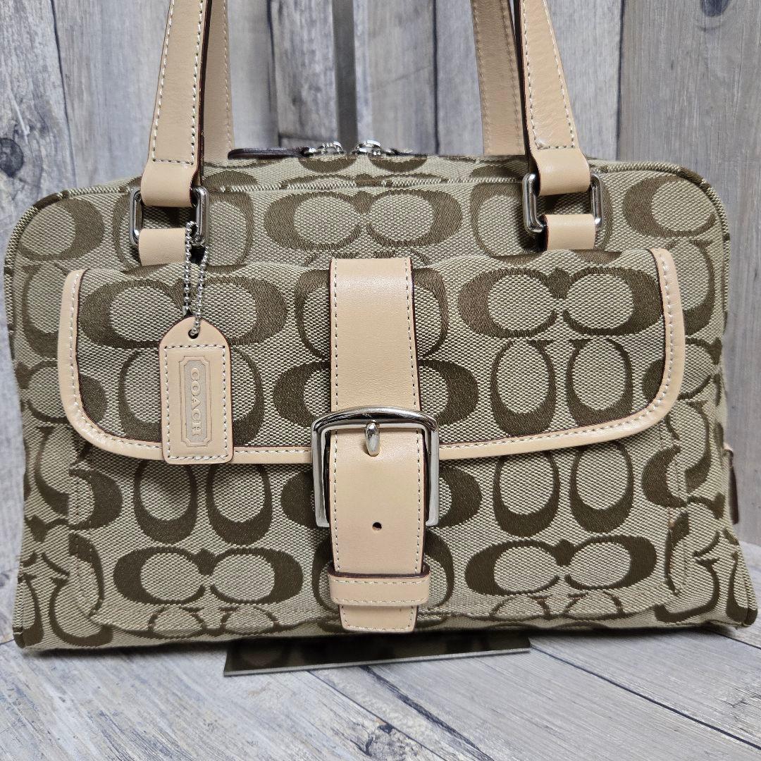 COACH　コーチ　ハンドバッグ　ショルダー　肩掛け　シグネチャー　【極美品】