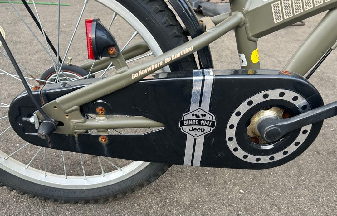 Jeep 子供用自転車 オリーブグリーン 前カゴ付き 18インチ