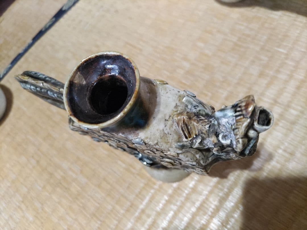 古作！民藝『琉球 壺屋焼 龍型 水瓶 水注』徳利・酒器　美品・保存箱付