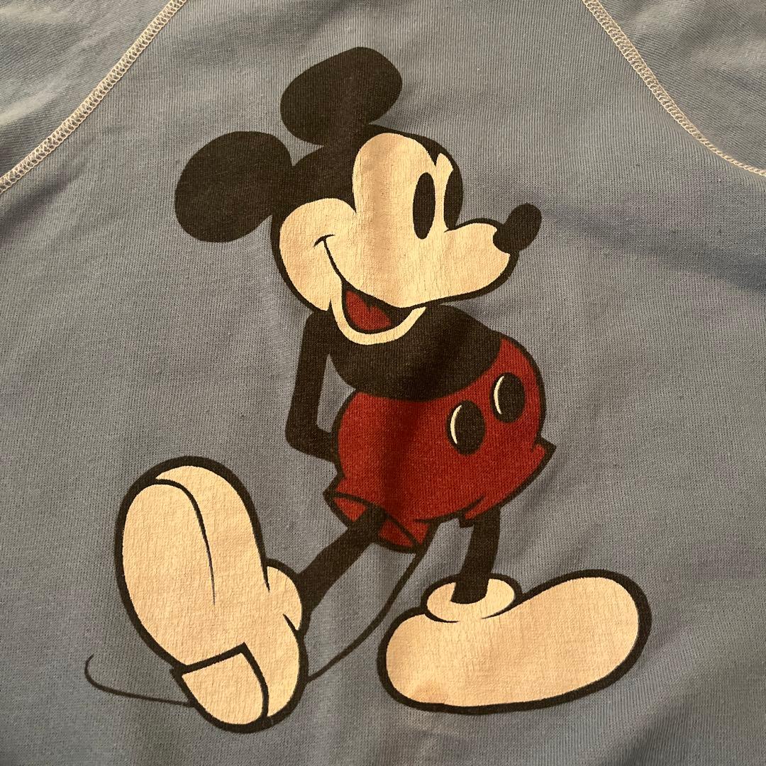70s-80s 白足ミッキー　ラグランスウェット vintage Disney
