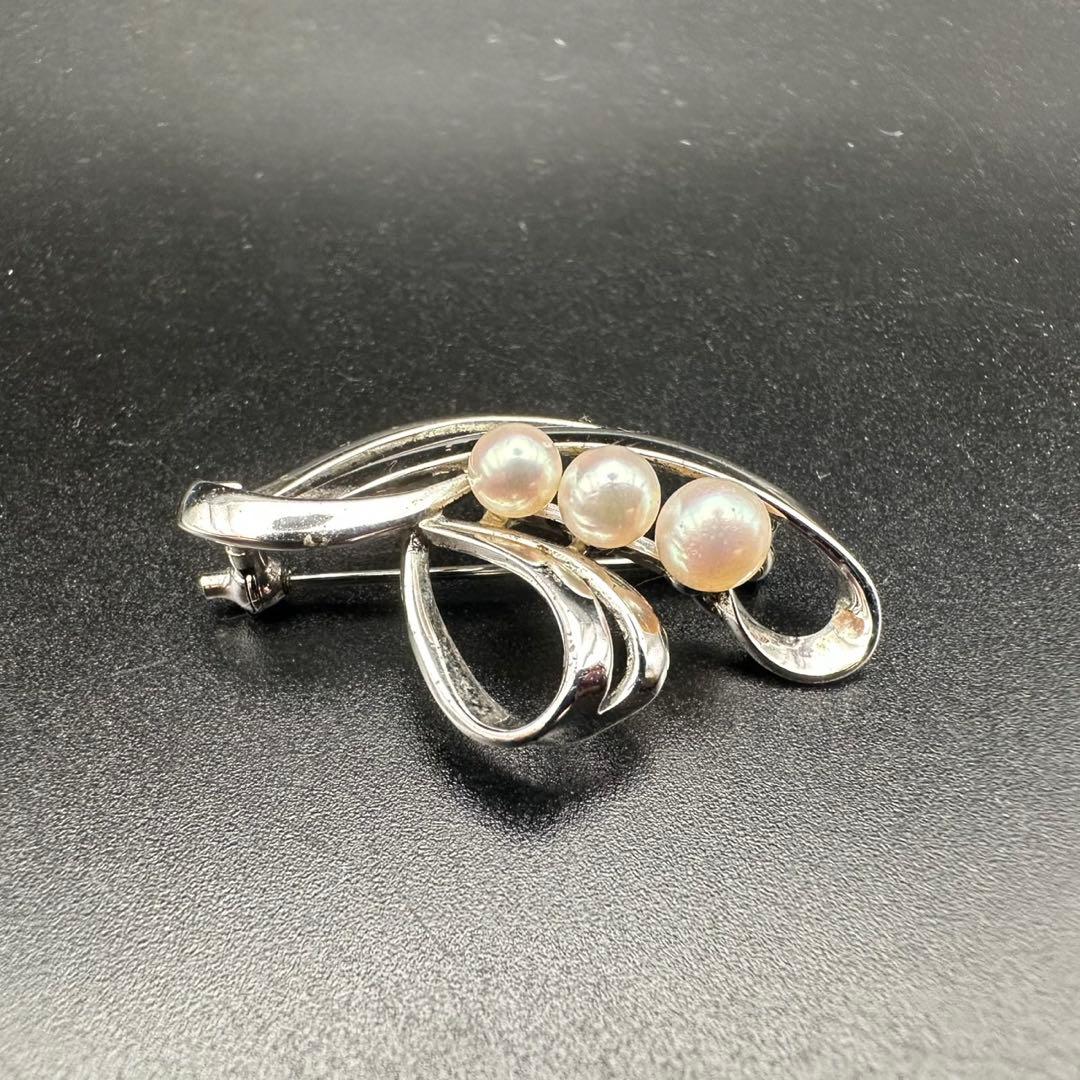 極美品✨　MIKIMOTO ミキモト　パール　ブローチ　ロゴ　刻印　1466