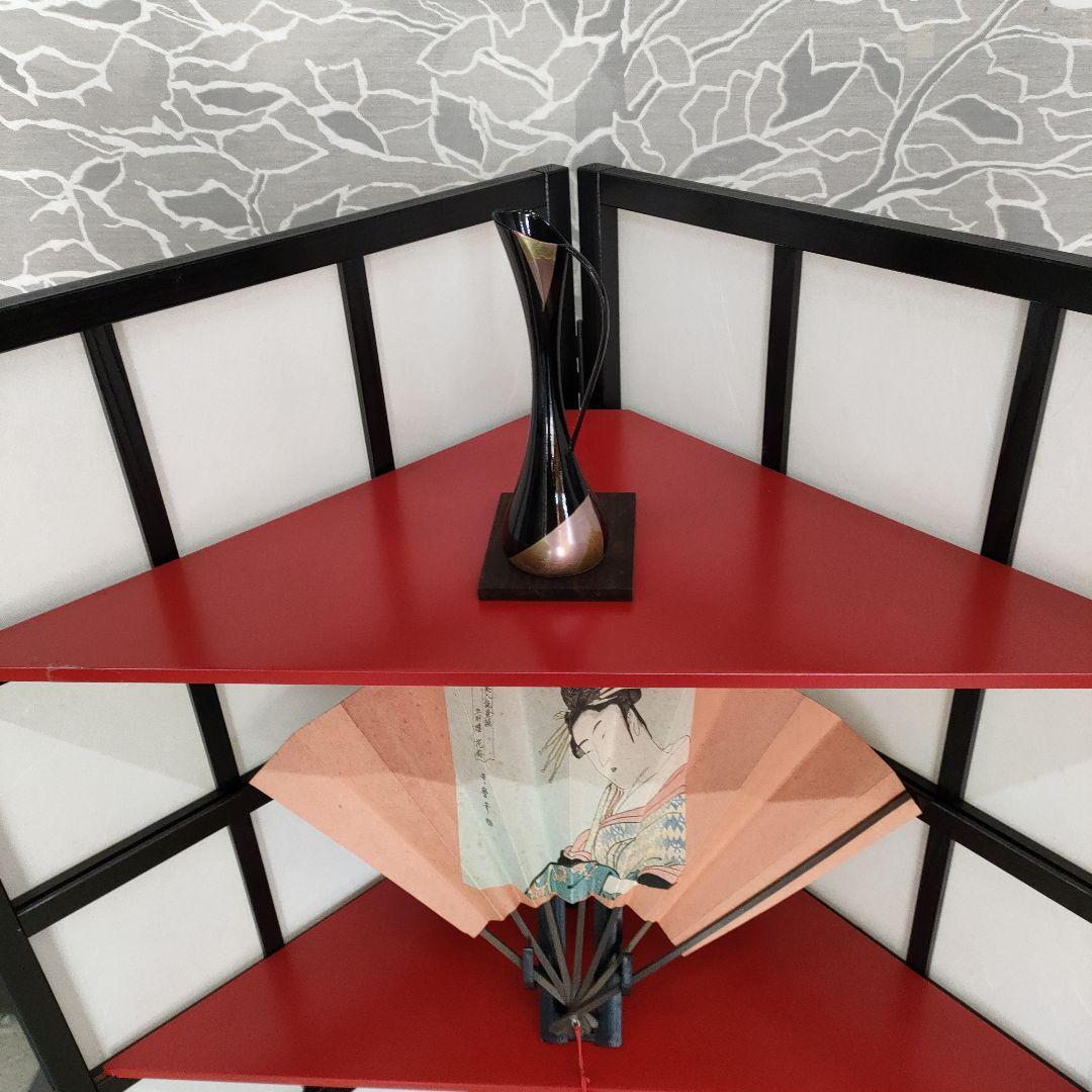 赤い3段コーナーシェルフ飾り棚使い道色々です高さ121cm折りたたみ収納可能！