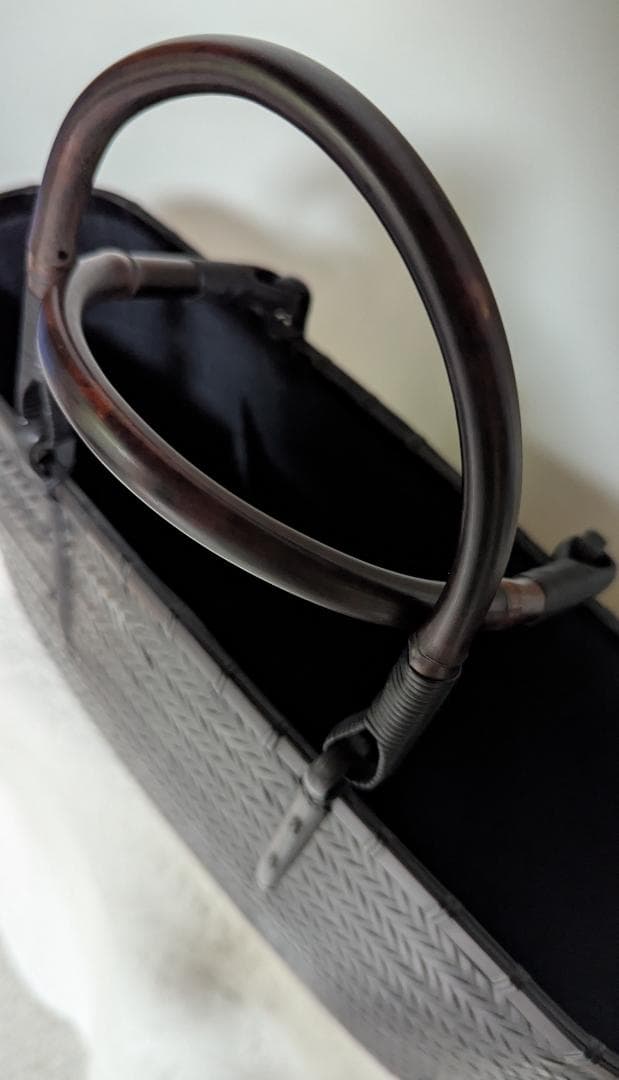 竹工芸家　高江雅人作　黒　網代バッグ　未使用