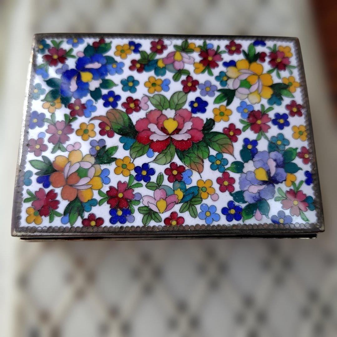 ②金工七宝　花柄宝石箱　アンティーク品