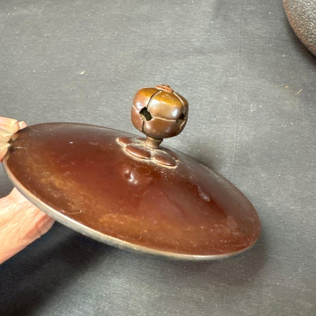 E823 送料無料　茶釜　山本閑浄　棗釜　茶道具　茶室　共箱