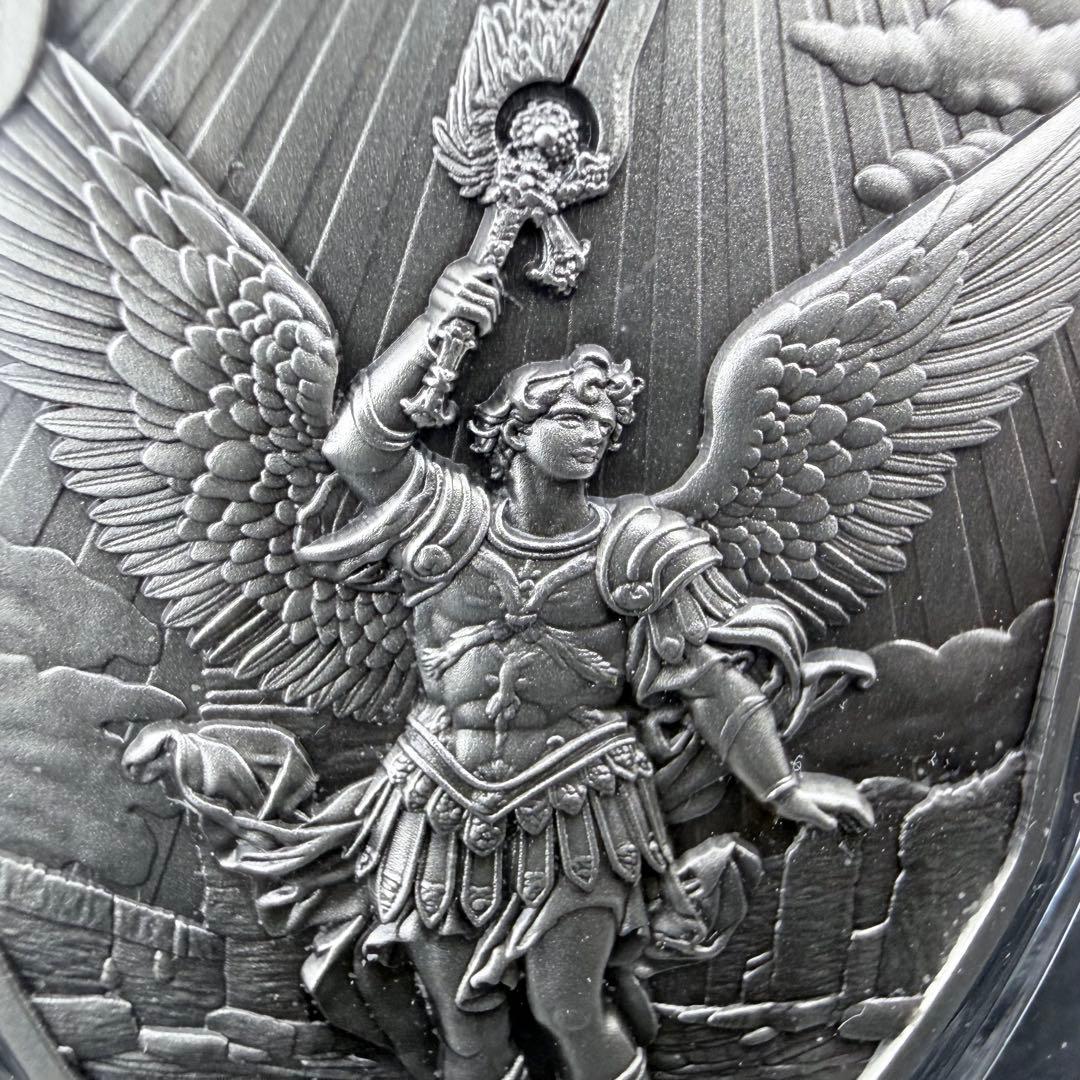 銀貨 聖ウリエルの盾 ハイレリーフ アンティーク 2オンス 2oz メダル 天使