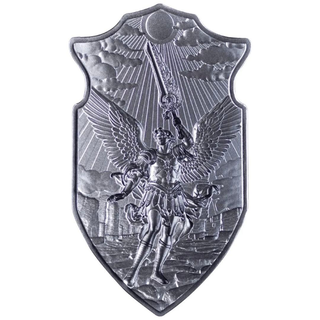 銀貨 聖ウリエルの盾 ハイレリーフ アンティーク 2オンス 2oz メダル 天使