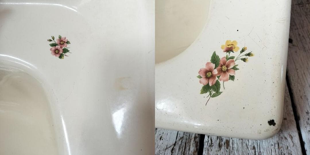 ヴィンテージ ホーロー ベイスン シンク 花柄 洗面台 琺瑯 流し 手洗いDIY