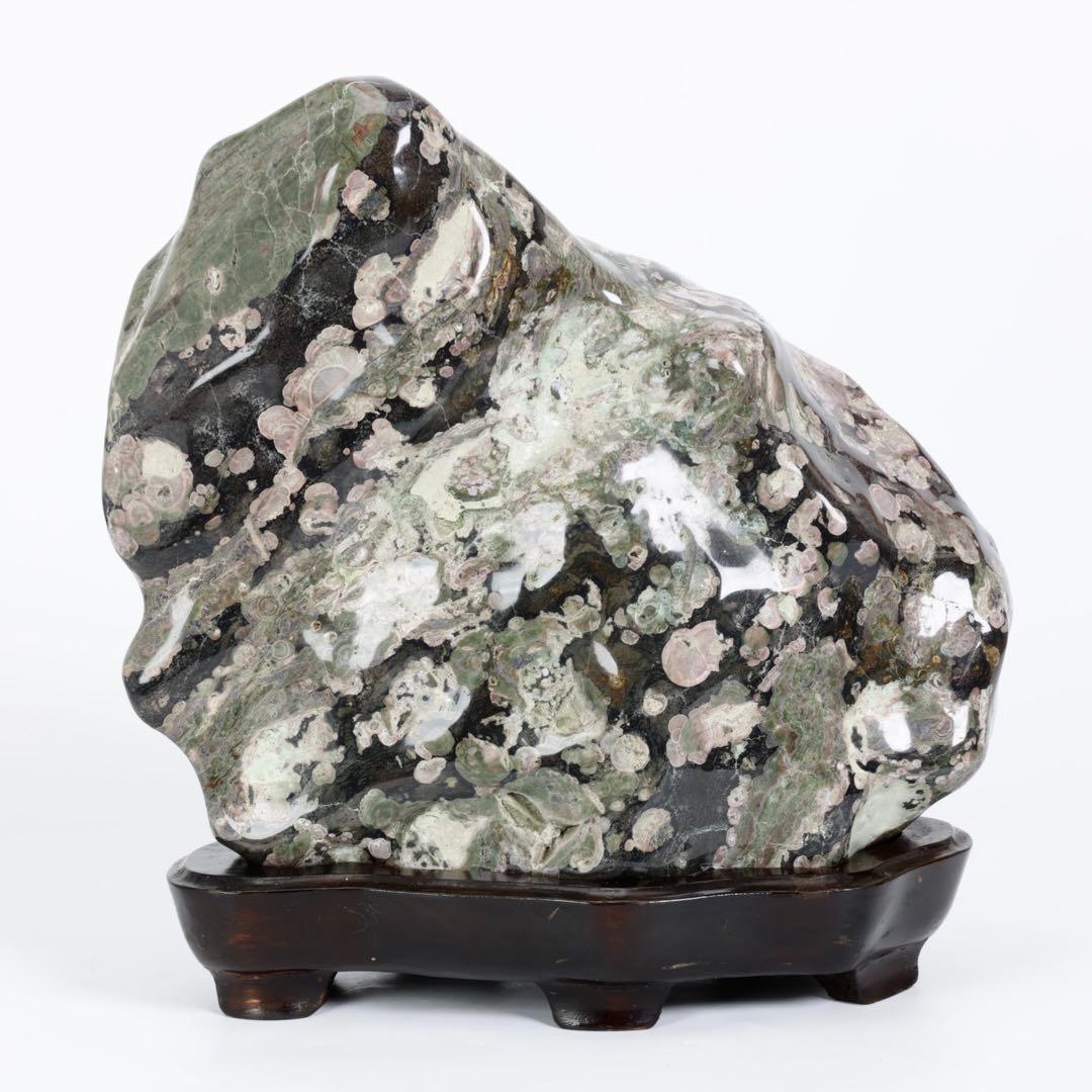 紅梅 梅花石 台座付 15kg 鑑賞石 牡丹石 菊花石 紋石 水石 原石 飾石