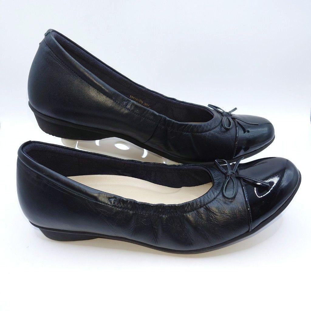 美品 ASICS pedala パンプス 24.5 EE 黒 バレエシューズ