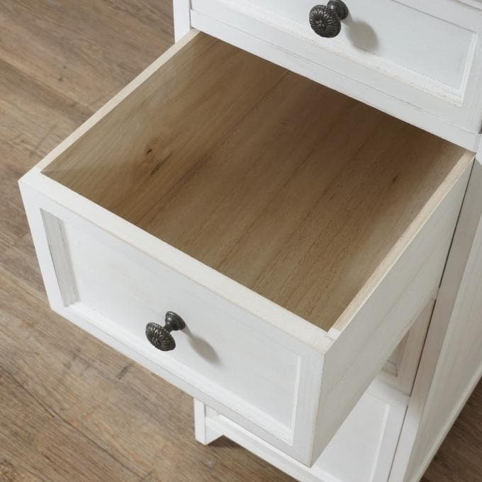 フォロー割【新品】アンティークホワイト　スリムチェスト シャビー