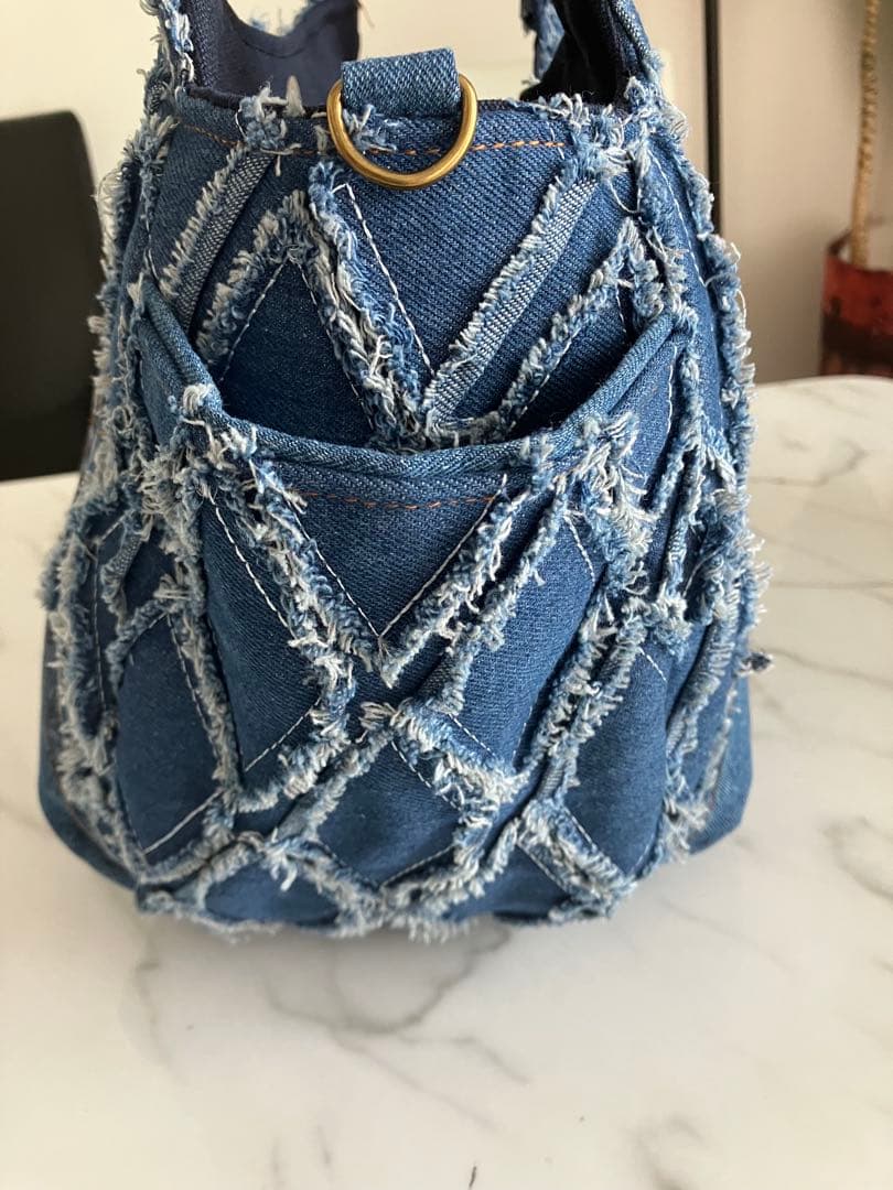 831 ＊かおりん＊　大きめデニムリメイクバック　ハンドメイド2点