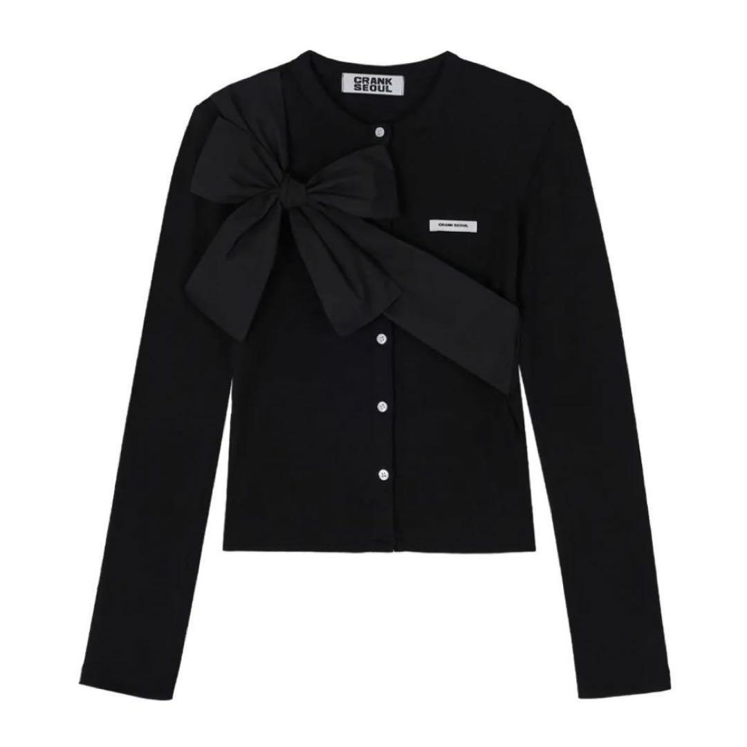 crank seoul リボンカーディガン　黒