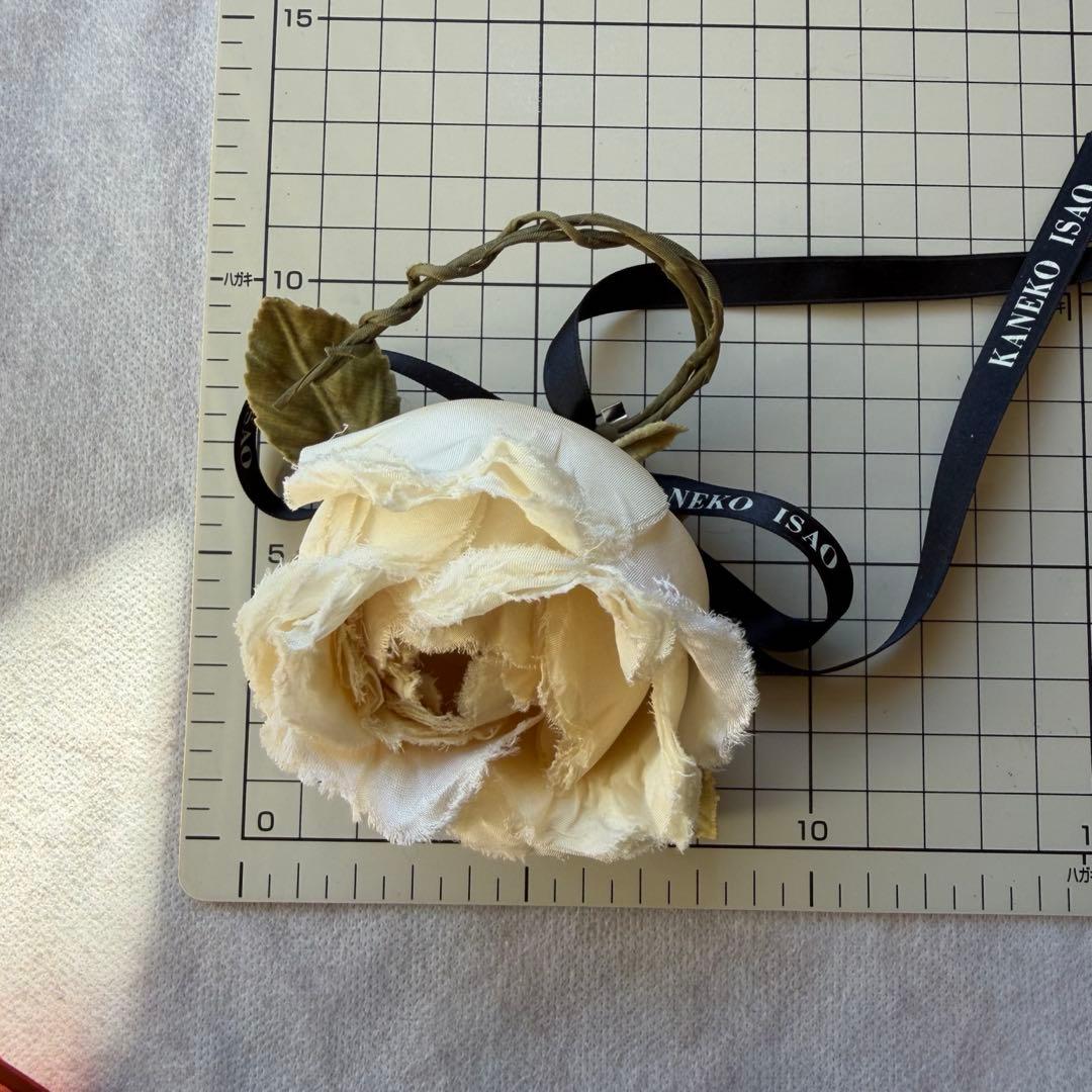 希少　カネコイサオ　ヴィンテージ　ローズコサージュ　２点セット　リボン　赤白