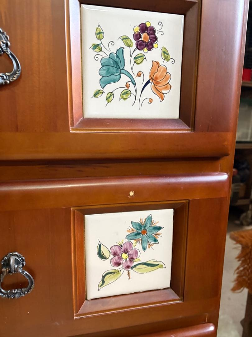 スペインバレンシア家具　タイル　カントリー　チェスト　梱包たのめる便で安心！