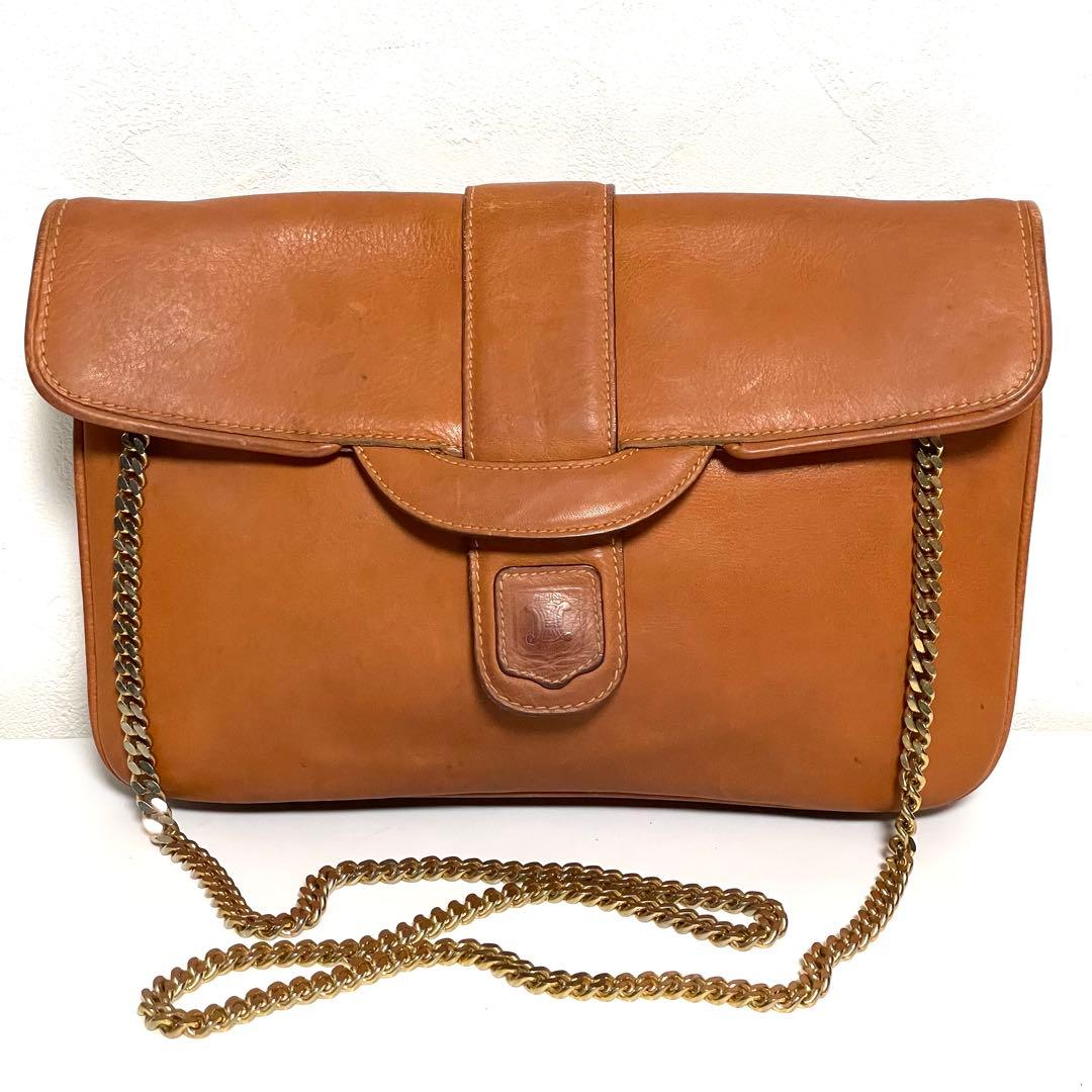 バッグ CELINE Vintage Chain Shoulder Bag Brown